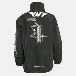 Pre Owned Off-White Black Printed Nylon Gore-tex Anorak Jacket L