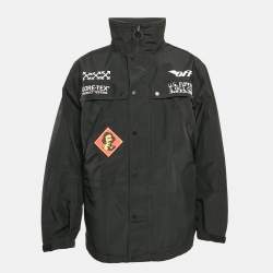 Pre Owned Off-White Black Printed Nylon Gore-tex Anorak Jacket L