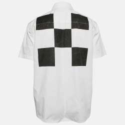 Pre Owned Off-White White Big Checks Print Cotton Short Sleeve Shirt L