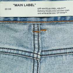 Pre Owned Off-White Blue Logo Print Denim Slim Fit Jeans XL/Waist 37"