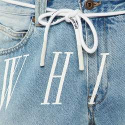 Pre Owned Off-White Blue Logo Print Denim Slim Fit Jeans XL/Waist 37"