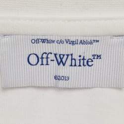 Pre Owned Off-White White Embroidered Cotton Crew Neck Oversized T-Shirt M