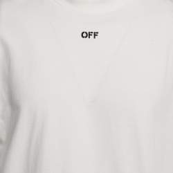 Pre Owned Off-White White Embroidered Cotton Crew Neck Oversized T-Shirt M