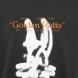 Pre Owned Off-White Black Embroidered Cotton Crew-Neck Sweatshirt M