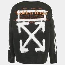 Pre Owned Off-White Black Embroidered Cotton Crew-Neck Sweatshirt M
