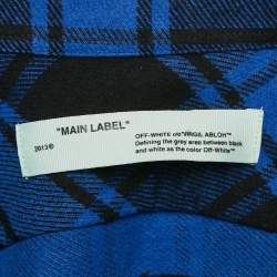 Off-White Blue/Black Plaid Cotton Blend Button Front Shirt XL