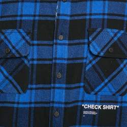 Off-White Blue/Black Plaid Cotton Blend Button Front Shirt XL