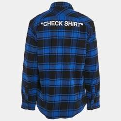 Off-White Blue/Black Plaid Cotton Blend Button Front Shirt XL