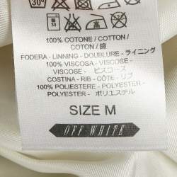 Off-White White Printed Gabardine Cotton Button Front Varsity Jacket M