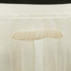 Off-White White Printed Gabardine Cotton Button Front Varsity Jacket M