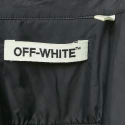 Off-White Black Plaid Virgin Wool Button Front Quilted Jacket L