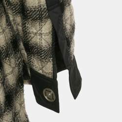 Off-White Black Plaid Virgin Wool Button Front Quilted Jacket L
