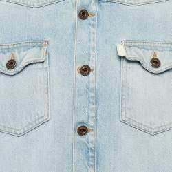 Off-White Blue Back Print Washed Denim Button Front Shirt M