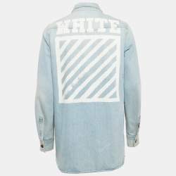 Off-White Blue Back Print Washed Denim Button Front Shirt M