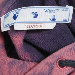 Pre Owned Off-White Pink/Blue Logo Print Tie-Dye Cotton Hoodie L