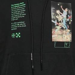 Off-White Black Printed Cotton Hooded Sweatshirt M