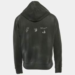 Off-White Black Faded Vintage Print Cotton Print Hoodie L