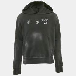 Off-White Black Faded Vintage Print Cotton Print Hoodie L