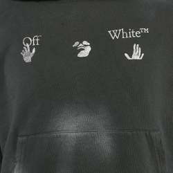 Off-White Black Faded Vintage Print Cotton Print Hoodie L