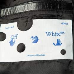 Off-White Black Diagonal Tab Print Leather Biker Jacket L