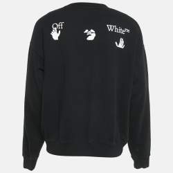 Off-White Black Logo Print Cotton Knit Sweatshirt M