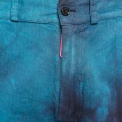 Off-White Blue Tie-Dyed Cotton Cargo Pants S