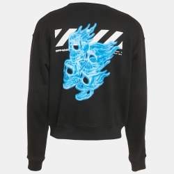 Off-White Black Diag Skulls Print Cotton Knit Sweatshirt S