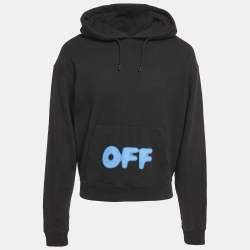 Off-White Black Logo Print Cotton Hooded Sweatshirt XS