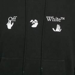 Off-White Black Vintage Print Cotton Hoodie M