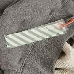 Pre Owned Off-White Grey Arrow Embroidered Cotton Hooded Sweatshirt M