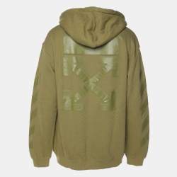 Off-White Olive Green Cotton Knot Hoodie L