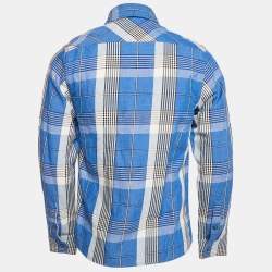 Off-White Blue Checks Linen Blend Long Sleeve Shirt XS