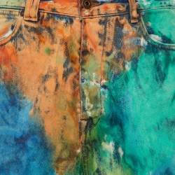 Off-White Multicolor Painted Denim Shorts M/Waist 34"