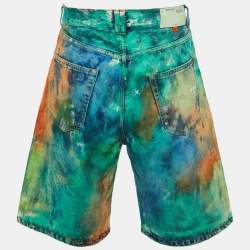 Off-White Multicolor Painted Denim Shorts M/Waist 34"