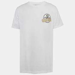 Off-White Logo Print Cotton Crew Neck T-Shirt L