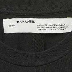 Pre Owned Off-White Black Cotton Logo Applique Detail Crew Neck T-Shirt L