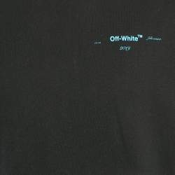 Off-White Black Logo Print Cotton Crew Neck Oversized T-Shirt L