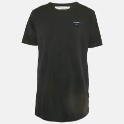Off-White Black Logo Print Cotton Crew Neck Oversized T-Shirt L