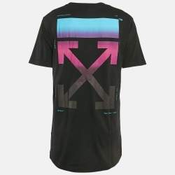Off-White Black Logo Print Cotton Crew Neck Oversized T-Shirt L