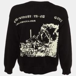 Off-White Tri Color Knit Wool Crew Neck Sweater S