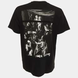 Off-White Black Caravaggio Print Cotton Crew Neck T-Shirt XS