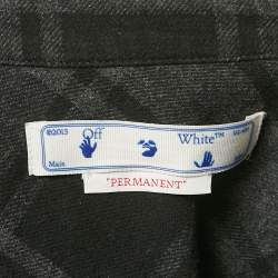 Off-White Black Tartan Cotton Logo Embroidered Shirt M