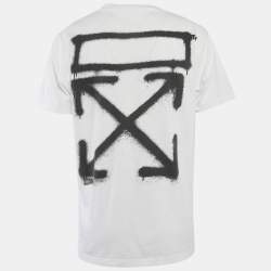 Off-White White Logo Print Jersey Crew Neck  T-Shirt L