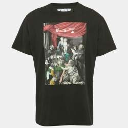 Off-White Black Mary Print Cotton Crew Neck T-Shirt XS