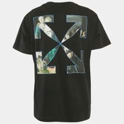 Off-White Black Mary Print Cotton Crew Neck T-Shirt XS