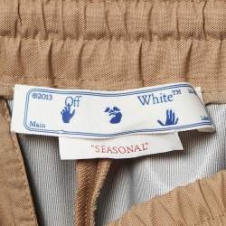 Pre Owned Off-White Brown Gabardine Wide Leg Pants M