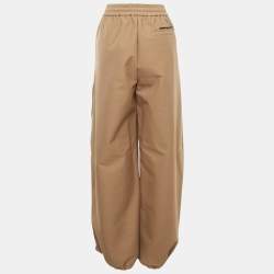 Pre Owned Off-White Brown Gabardine Wide Leg Pants M