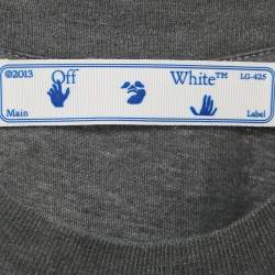 Off-White Grey Back Logo Print Cotton Crew Neck T-Shirt M