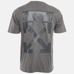 Off-White Grey Back Logo Print Cotton Crew Neck T-Shirt M
