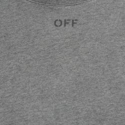 Off-White Grey Back Logo Print Cotton Crew Neck T-Shirt M